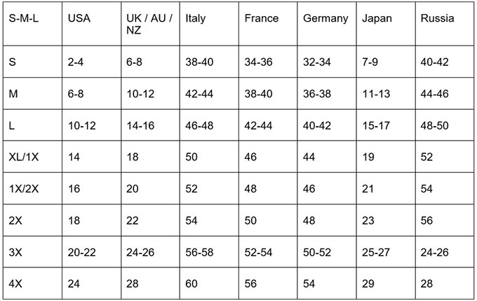 International Clothing and Shoes Size Conversion Charts for Shopping ...